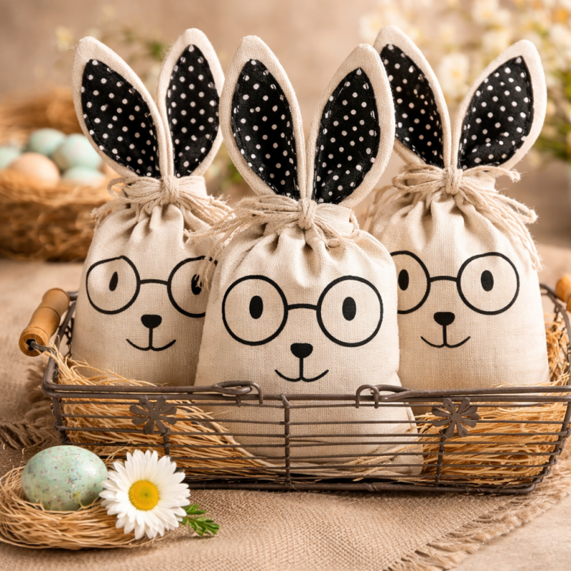 Pochon lapin de Pâques - 122 gr de chocolats gourmands