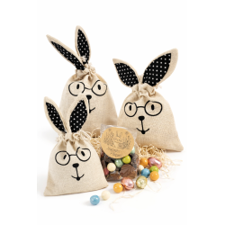 Pochon lapin de Pâques - 122 gr de chocolats gourmands